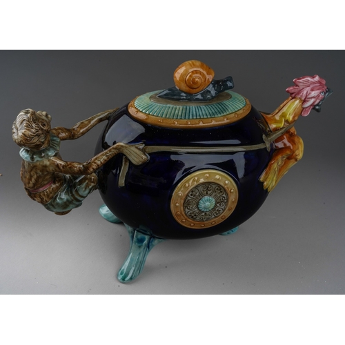 120 - Minton archive collection majolica style cockerel and monkey teapot limited edition of 1000 this is ... 