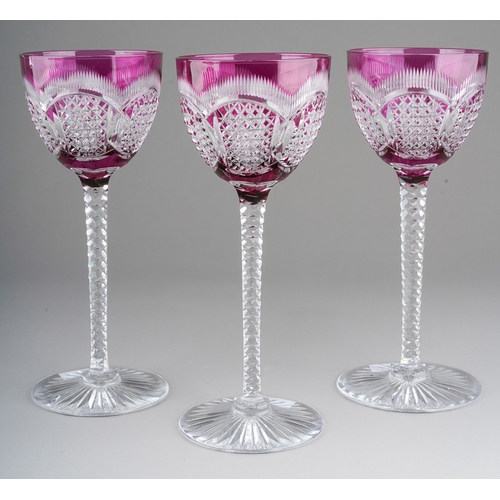 135 - Three Val St Lambert 'Aaron' pattern glasses