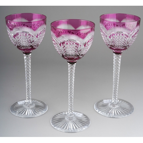 135 - Three Val St Lambert 'Aaron' pattern glasses