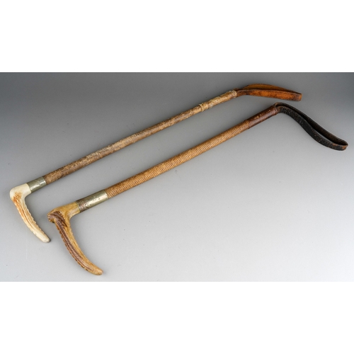 219 - Two hunting crops with bone handles, one marked STEEL Ltd