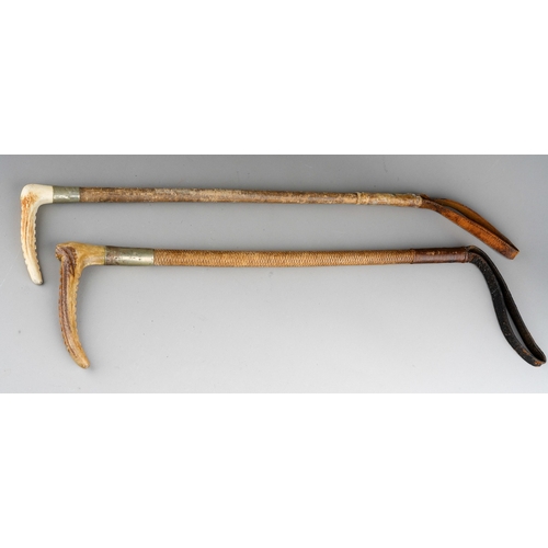 219 - Two hunting crops with bone handles, one marked STEEL Ltd