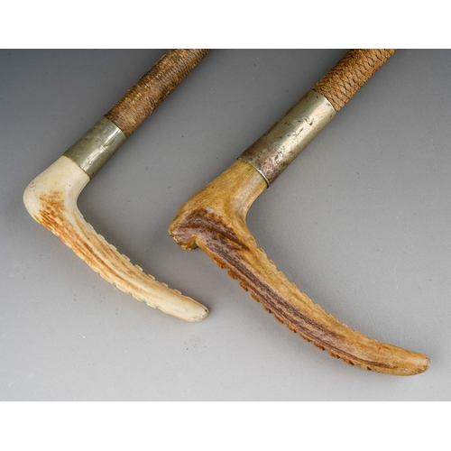 219 - Two hunting crops with bone handles, one marked STEEL Ltd