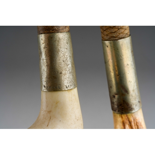 219 - Two hunting crops with bone handles, one marked STEEL Ltd