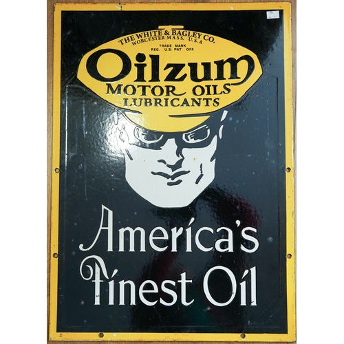 233 - Advertising: an Oilzum America's Finest Oil (White & Bagley Co., Worcester MASS. USA) black and yell... 