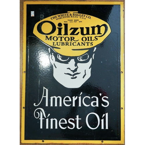 233 - Advertising: an Oilzum America's Finest Oil (White & Bagley Co., Worcester MASS. USA) black and yell... 