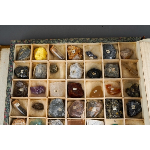 248 - A vintage boxed collection of seventy labelled Mineral and Rock Specimens, each item numbered to cor... 