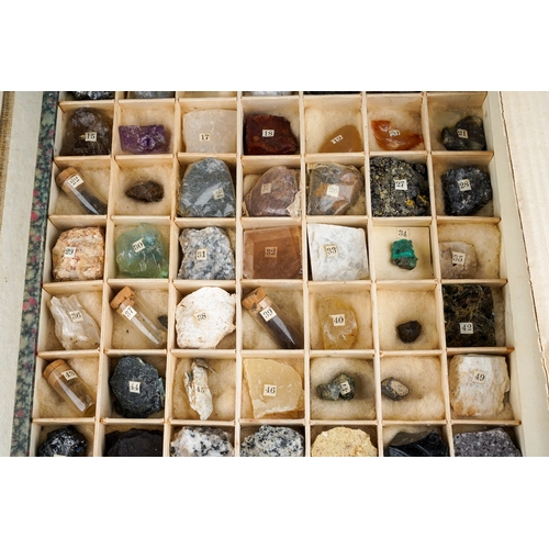 248 - A vintage boxed collection of seventy labelled Mineral and Rock Specimens, each item numbered to cor... 