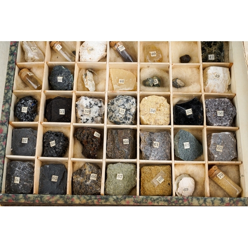 248 - A vintage boxed collection of seventy labelled Mineral and Rock Specimens, each item numbered to cor... 