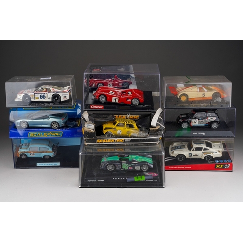 268 - Scalextric  - Mini Cooper S, Lancia Beta Montecarlo, Porsche 911, Panoz Roadster LMP07, Lola B98/10,... 