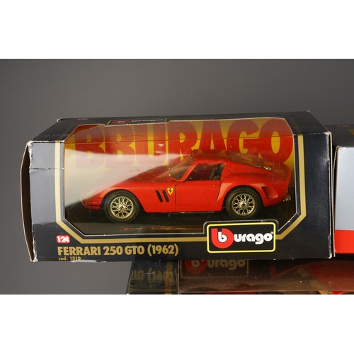 279 - Five boxed Burago diecast scale models of Ferraris, comprising two Diamonds 1:18  455GT (1992), a 1:... 