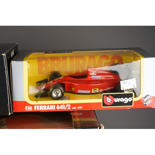 279 - Five boxed Burago diecast scale models of Ferraris, comprising two Diamonds 1:18  455GT (1992), a 1:... 