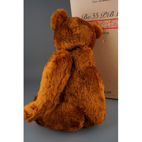 288 - A Steiff 1902 Replica brown Teddy Bear, 55cm long, button and white tag no: 02520 with certificate, ... 