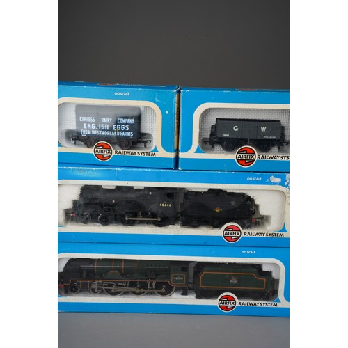 357 - 4 OO Gauge Airfix Locomotives and 4 Airfix Wagons to include Royal Scott BR Livery 54121-3 x 2, 4F F... 