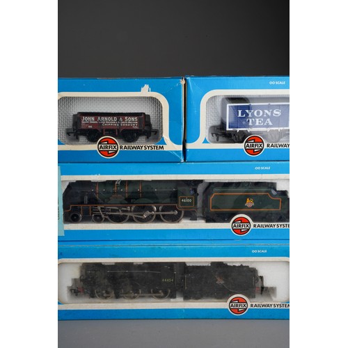 357 - 4 OO Gauge Airfix Locomotives and 4 Airfix Wagons to include Royal Scott BR Livery 54121-3 x 2, 4F F... 