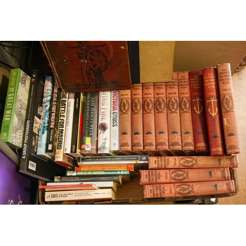 423 - A box of military interest books, including a set of ten volumes of 