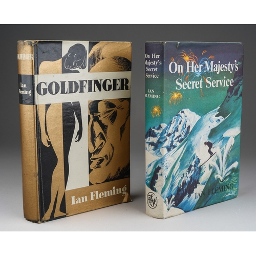 424 - Fleming, Ian., On Her Majesty`s Secret Service and Goldfinger, hardbacks with dust cover, The Book C... 