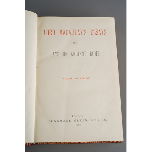 438 - Lord Macaulay`s Essays and Lays of Ancient Rome (Authorised Edition)., published 1885, London, Longm... 