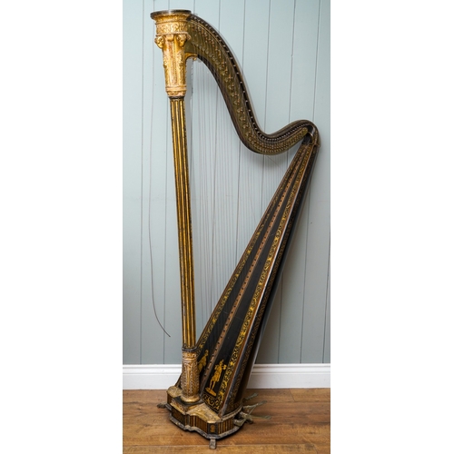 447 - A fine and impressive early 19th century 8 pedal harp, with owners inscription 'Barry, No 25 King St... 