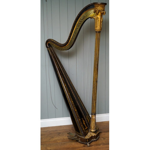 447 - A fine and impressive early 19th century 8 pedal harp, with owners inscription 'Barry, No 25 King St... 