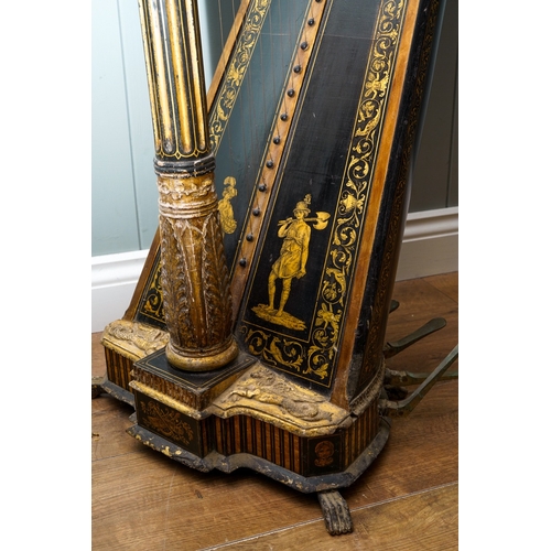 447 - A fine and impressive early 19th century 8 pedal harp, with owners inscription 'Barry, No 25 King St... 