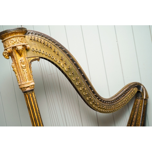 447 - A fine and impressive early 19th century 8 pedal harp, with owners inscription 'Barry, No 25 King St... 