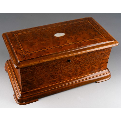 448 - A late 19th Century Continental probably Swiss walnut cased music box, single comb with 13cm barrel,... 