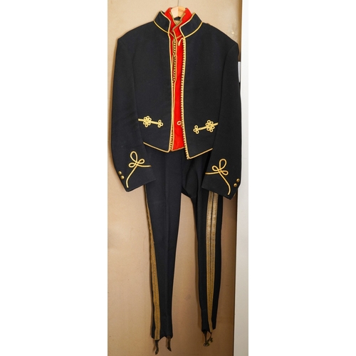 463 - A South Nottinghamshire Regiment Hussars Officers mess dress, comprising jacket, waistcoat, trousers... 