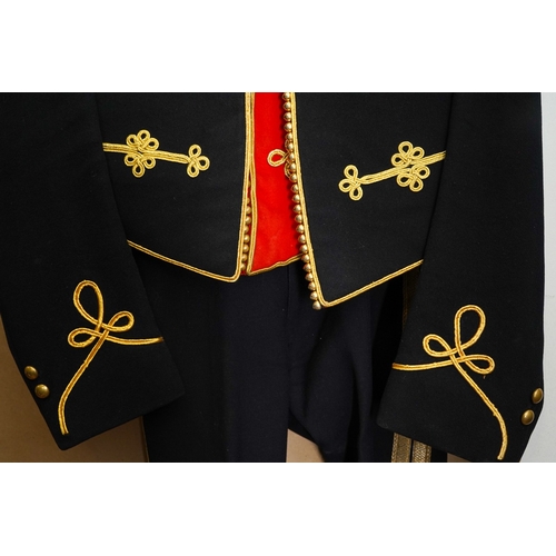 463 - A South Nottinghamshire Regiment Hussars Officers mess dress, comprising jacket, waistcoat, trousers... 