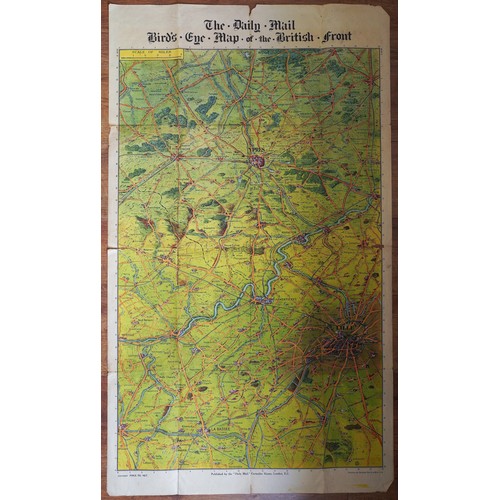 468 - WWI era Daily Mail Birds Eye map of the British Front dated