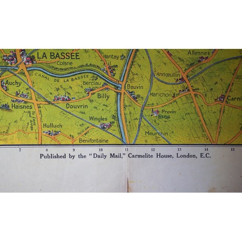 468 - WWI era Daily Mail Birds Eye map of the British Front dated