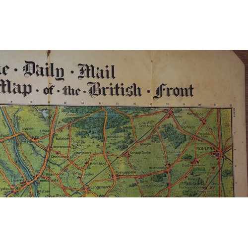 468 - WWI era Daily Mail Birds Eye map of the British Front dated