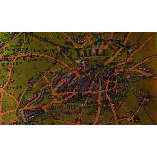 468 - WWI era Daily Mail Birds Eye map of the British Front dated