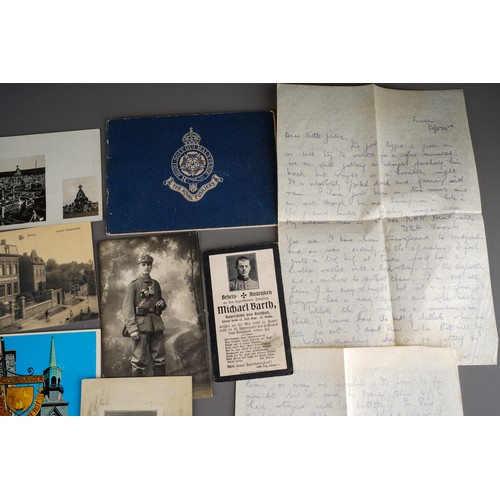 469 - Collection of German WWI era militaria to include letters, death notices, postcards etc.