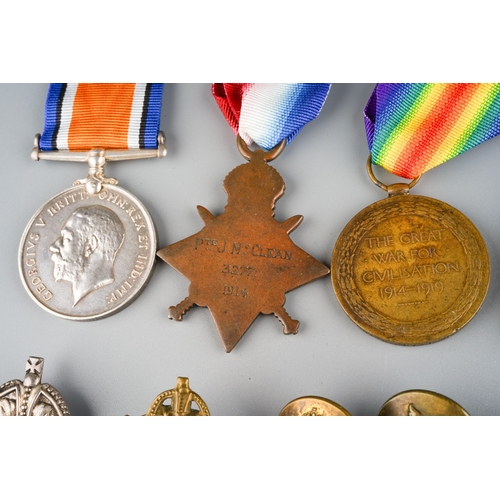 474 - WW1 British 1914-15 Star erased and re-named to PTE J McClean 3277, Victory Medal to 3277 PTE J McCl... 