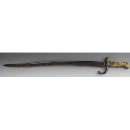 478 - A French Chasspot bayonet and another bayonet, brass handle example has blade length of 57cm, the wo... 