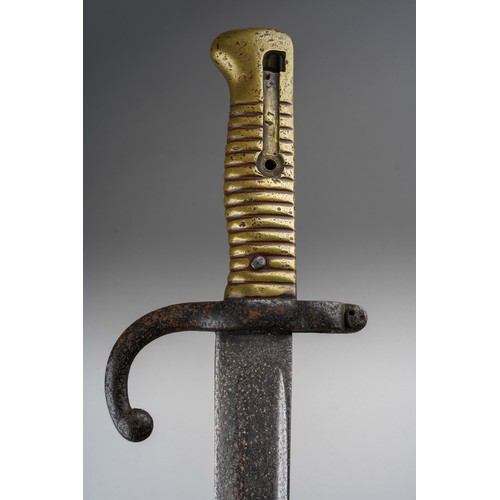 478 - A French Chasspot bayonet and another bayonet, brass handle example has blade length of 57cm, the wo... 