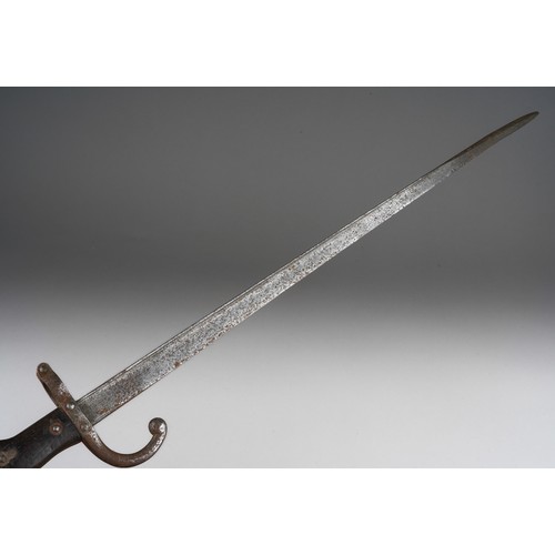 478 - A French Chasspot bayonet and another bayonet, brass handle example has blade length of 57cm, the wo... 