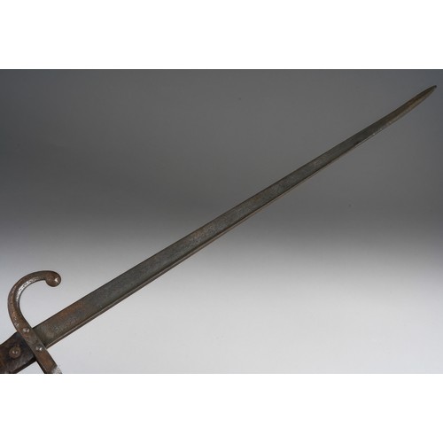 478 - A French Chasspot bayonet and another bayonet, brass handle example has blade length of 57cm, the wo... 