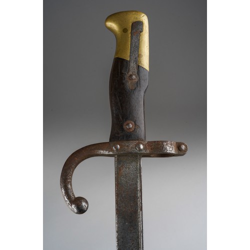 478 - A French Chasspot bayonet and another bayonet, brass handle example has blade length of 57cm, the wo... 