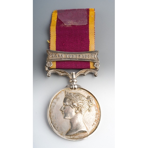 482 - Second China War Medal ‘ Taku Forts 1860’ to J Down AB HMS Snap. An officially impressed example. 
C... 