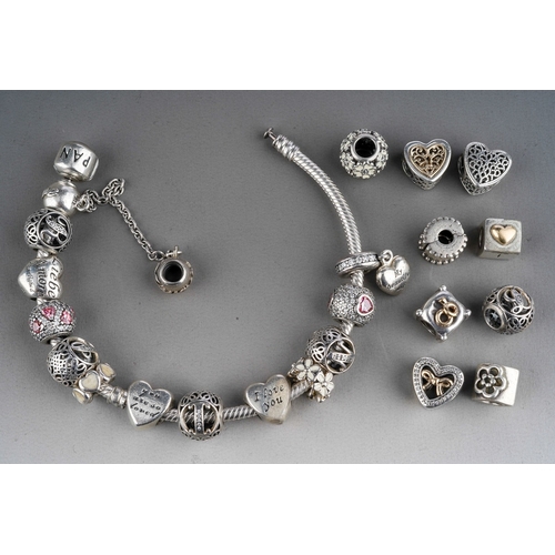 622 - Pandora bracelet and  20 charms