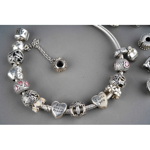 622 - Pandora bracelet and  20 charms