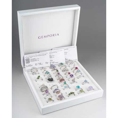 627 - Large collection of silver gemstone rings to include Gemporia  ones , 43 in total