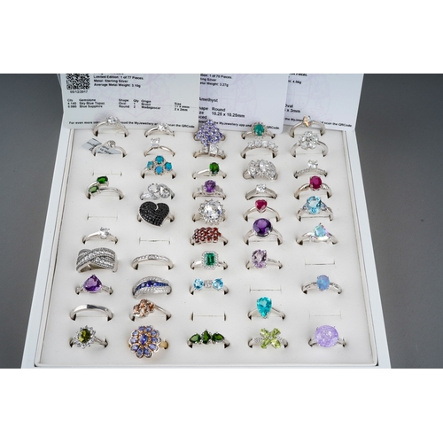 627 - Large collection of silver gemstone rings to include Gemporia  ones , 43 in total