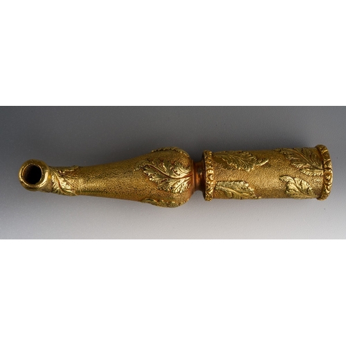 649 - An antique 19th century Hookah mouthpiece, of foliate design, tests as 18ct yellow gold with yellow ... 