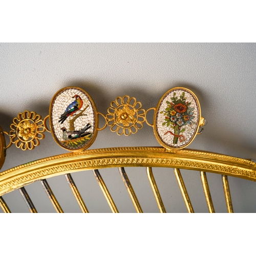 650 - Georgian era Grand Tour micro mosaic hair ornament comb set in gilt metal and high carat gold, 6 mic... 