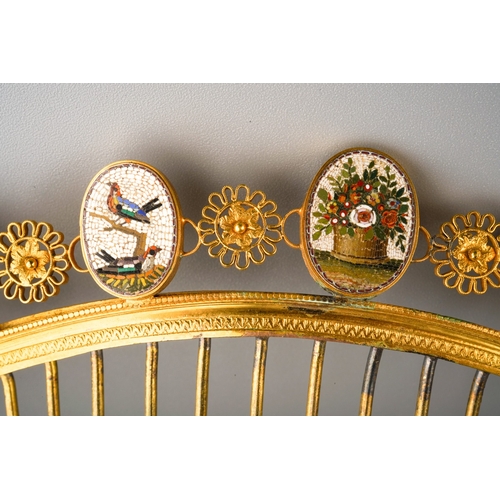 650 - Georgian era Grand Tour micro mosaic hair ornament comb set in gilt metal and high carat gold, 6 mic... 