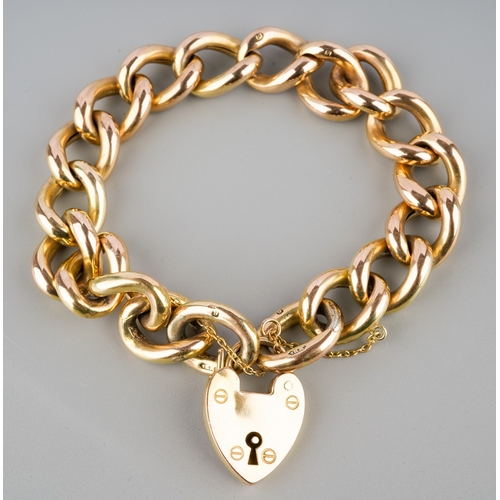 665 - 9 ct gold bracelet with heart lock, gross weight 25g