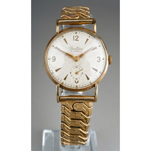 785 - 9ct gold Bentima Star mens watch