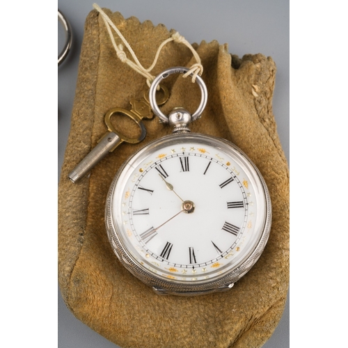 789 - A late 19th century ladies open faced key wind pocket watch, enamel dial, Roman numerals, stamped 93... 